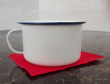 大号14CM搪瓷茶缸 怀旧搪瓷快餐杯 复古经典素搪瓷杯水杯子带盖.