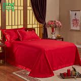 自然醒床上用品贡缎提花四件套 中式婚庆大红1.8米结婚床单式4件