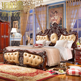欧式床实木家具 深色1.8米奢华双人床 婚床 美式乡村床新古典橡木