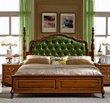 美式床欧式真皮全实木软靠双人床1.8米 新古典乡村婚床卧室家具