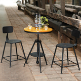 简约铁艺实木复古咖啡厅奶茶店洽谈桌椅小户型餐桌椅组合圆桌饭桌