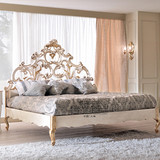 HAFH出口实木雕花双人床新古典法式欧式实木软包床金箔银箔欧式床
