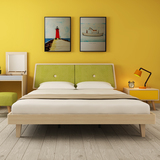 现代简约小户型婚床实木床1.5米1.8m板式床北欧宜家卧室双人组合