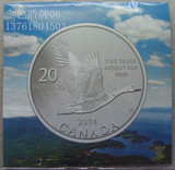 加拿大2014年20加元7.96克9999纯银.天鹅纪念银币.原卡册.