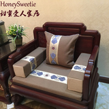 红木沙发坐垫 中式椅子仿古定制海绵家具垫罗汉加厚防滑实木刺绣