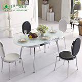 现代简约钢化玻璃餐台可折叠小户型伸缩椭圆形餐桌椅组合吃饭桌子