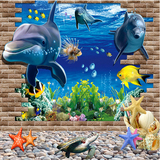 特价包邮创意3D立体海底世界墙贴儿童房卧室温馨客厅墙画贴纸自粘