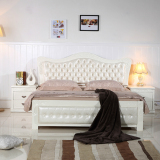 新款 原木色实木双人床1.8米1.5m 卧室家具软包靠背婚床欧式浅色