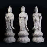 德化陶瓷立式西方三圣手绘佛像大势至观音菩萨阿弥陀佛供奉摆件