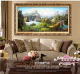 聚宝盆油画手绘中式欧式山水风景壁画客厅办公室有框风水酒店挂画