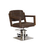 新款复古美发椅子豪华剪发椅子 高档理发椅子 中式实木扶手美发椅