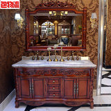 高档仿古欧式浴室柜实木美式卫生间卫浴盆柜组合橡木中式洗手洗脸