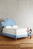 美式现代时尚双人床单人儿童床样板间设计师家具卧室布艺床可定做