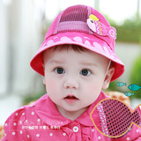 婴儿帽子夏天纯棉0-3-6个月女宝宝防晒遮阳帽男童网布盆帽太阳帽