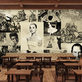 复古欧美明星怀旧海报墙纸 酒吧KTV大型壁画 咖啡厅服装店壁纸