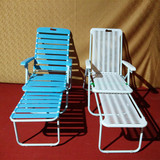 包邮加厚躺椅午睡休闲折叠白色沙滩椅蓝色沙滩塑料凉椅豪华型