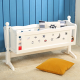 婴儿床实木无漆婴儿摇篮床小摇床带滚轮欧式新生儿床 送蚊帐床垫