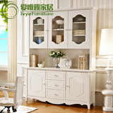 田园书房家具韩式书柜 白色简约三门玻璃门书橱带门展示储物柜