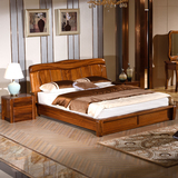 全实木床乌金木厚重款双人床 新中式原木高箱储物床1.8米卧室家具