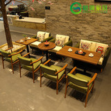 美式咖啡厅沙发西餐厅茶餐厅卡座桌椅甜品店奶茶店实木桌椅组合