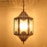 全铜吊灯摩洛哥镂空雕花古铜东南来美式乡村欧式彩色玻璃焊锡吊灯
