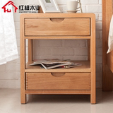 日式全实木整装床头柜 可定制原木色现代简约卧室家具成人储物柜