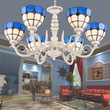 地中海客厅吊灯简欧式蓝色款乡村蒂凡尼大气美式浪漫田园卧室灯具