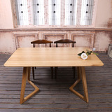 北欧现代实木简约方形餐桌j家用实木餐椅组合地中海风格进口白橡