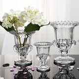 欧式大号水晶花瓶创意透明水培器干花插花摆件客厅加厚玻璃工艺品