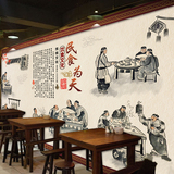 中式酒店酒楼壁画复古怀旧立体壁纸火锅饭馆饭店餐厅装修背景墙纸