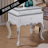欧式床头柜新古典美式实木双层床头柜简约现代黑色白色收纳储物柜