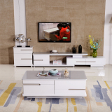 现代客厅烤漆电视柜灰白色钢化玻璃可伸缩简约宜家电视柜茶几组合