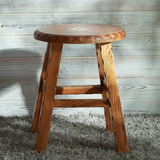 美式复古典原木松木家用板凳创意简约环保成人实木圆凳子特价包邮