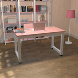 宜家电脑桌学生写字桌简约现代台式钢木办公桌会议桌粉色蓝色书桌