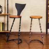美式复古实木铁艺吧台椅高脚凳高桌餐椅创意个性吧台桌椅高脚桌椅