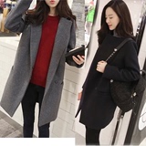 2016秋季韩版新款毛呢外套中长款呢大衣修身显瘦百搭学生款女