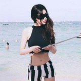 韩国新款2016夏季游泳衣 蕾丝钢托小胸聚拢三角分体比基尼女泳装