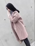 2016秋装廓型毛呢外套女中长款韩国宽松茧型驼粉色羊毛呢子大衣