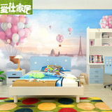 卡通儿童房卧室背景墙纸手绘温馨壁纸热气球墙布无缝环保壁画定制