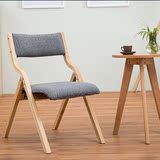 包邮实木布艺餐椅现代简约桌椅可拆洗书桌椅宜家小户型可折叠椅子