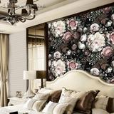 欧式现代油画牡丹花卉电视沙发卧室背景墙无缝无纺布壁画墙纸壁纸