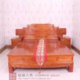 实木雕花床1.5米床1.8米2双人床榆木结婚床中式板面大床仿古家具
