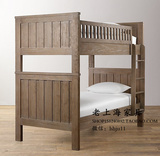美式乡村儿童床上下床高低床子母床带护栏双层橡木实木床