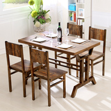 特价长方形小户型餐桌简约钢木餐桌组合一桌四椅餐厅饭店餐桌定做