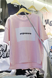 韩国东大门代购夏季新款粉色圆领短袖宽松显瘦森系开叉上衣T恤 女