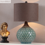 美式复古调光陶瓷台灯卧室床头灯 欧式客厅中式现代创意节能台灯