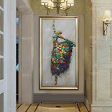 北欧装饰画现代简欧式走廊过道壁画竖版抽象手绘油画挂画芭蕾舞蹈