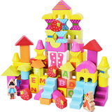 公主城堡100粒块桶装幼儿童男女孩早教益智拼搭1-2-3岁积木制玩具