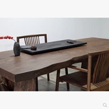 实木大板餐桌会议桌复古怀旧饭桌不规则自然边茶桌茶台原木长桌