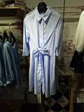 CCDD2016夏装新款163k237中长款长袖蓝白条纹连衣裙163k237